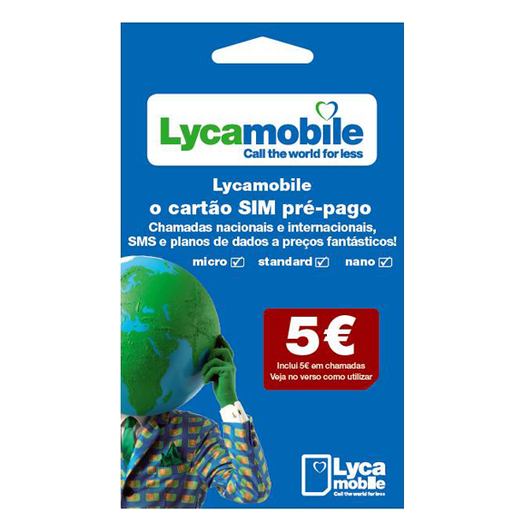 Lycamobile Sim Card Portugal Pay as you go Prepaid €5 Included