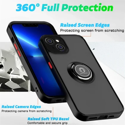 2025 New Ring Holder Matte Magnetic Case For iPhones 16 15 Pro Max 14 13 12 11 Pro Max X XR XS Cover