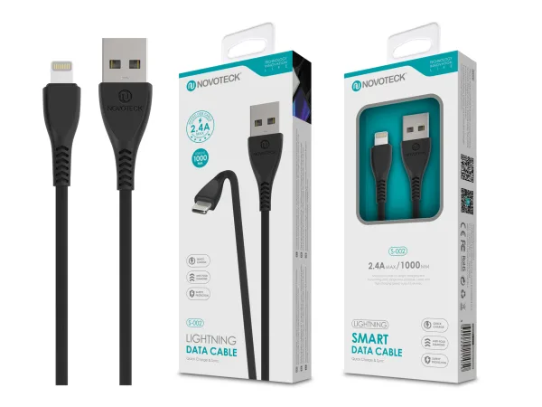 Smart Charge and Data Black Lightning Cable 2.4A 1M